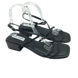 Steve Madden Appealing Black Strappy Block Heel Sandals Size 8